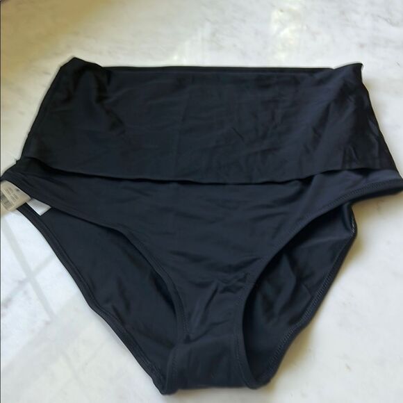 NEW Aerie Black high waist fold over swim bottoms medium - Picture 1 of 4